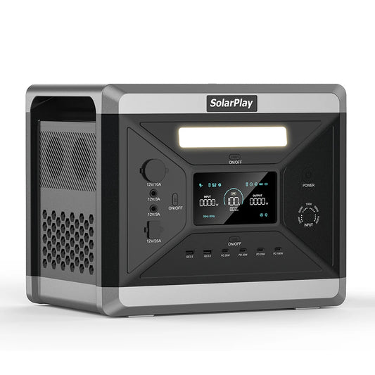 SolarPlay Q2501 2400W Portable Power Station 2160Wh LiFePO4 Solar Generator, 1.5H Fast Charge, 0.2s UPS, 14 Ports for Home Emergency Camping RV Off-Grid Job Site