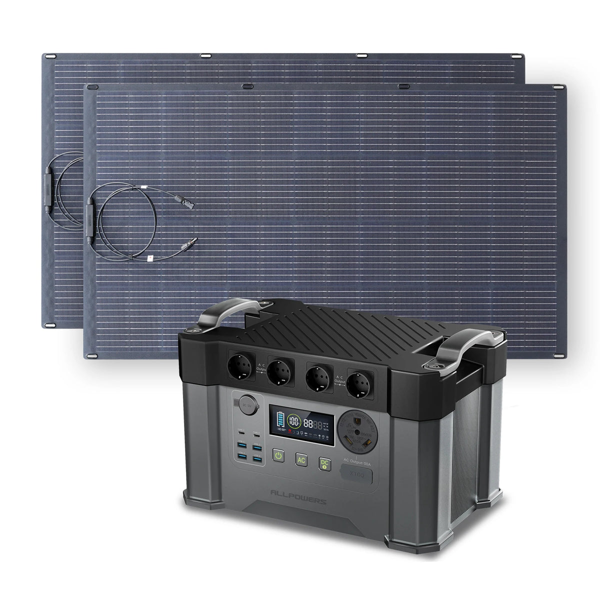 ALLPOWERS S2000 PRO Power Station 2400W Solar generator & SF200 200W Solar Panel Monocrystalline Solar Charger for Camping Home