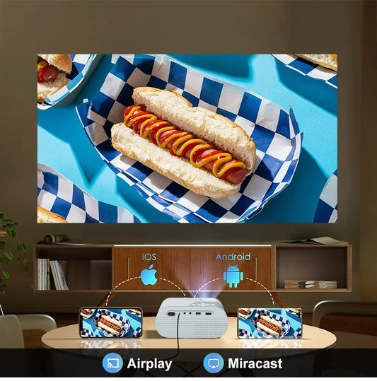 WZATCO DP02W Mini Portable LED Projectors 5G Wifi Bluetooth Mirror Screen Support Full HD 1080P Display Home Theater Beamer