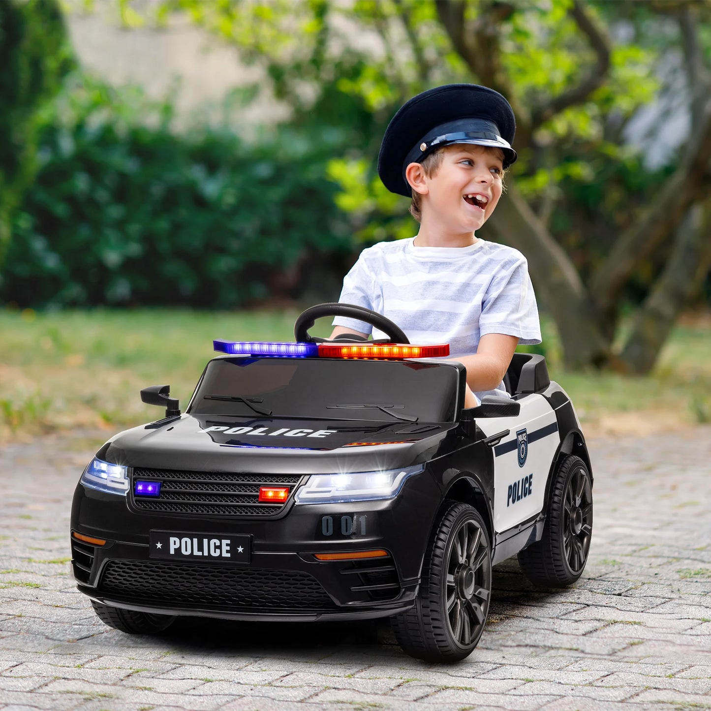 12V Kids Ride on Police Car with Remote Control, Black
