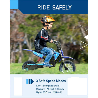 Hiboy 36V&300W Electric Motorcycle - Up to 15.5MPH & 13.7 Miles Long-Range, 3-Speed Modes Electric Dirt Bike for Kids Ages 3-10