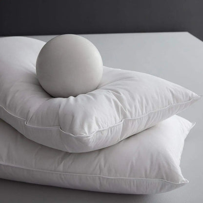 Duck Feathers and Down White Pillows with 100% Cotton Cover, Bed Sleeping Hotel Collection Pillows Set of 2