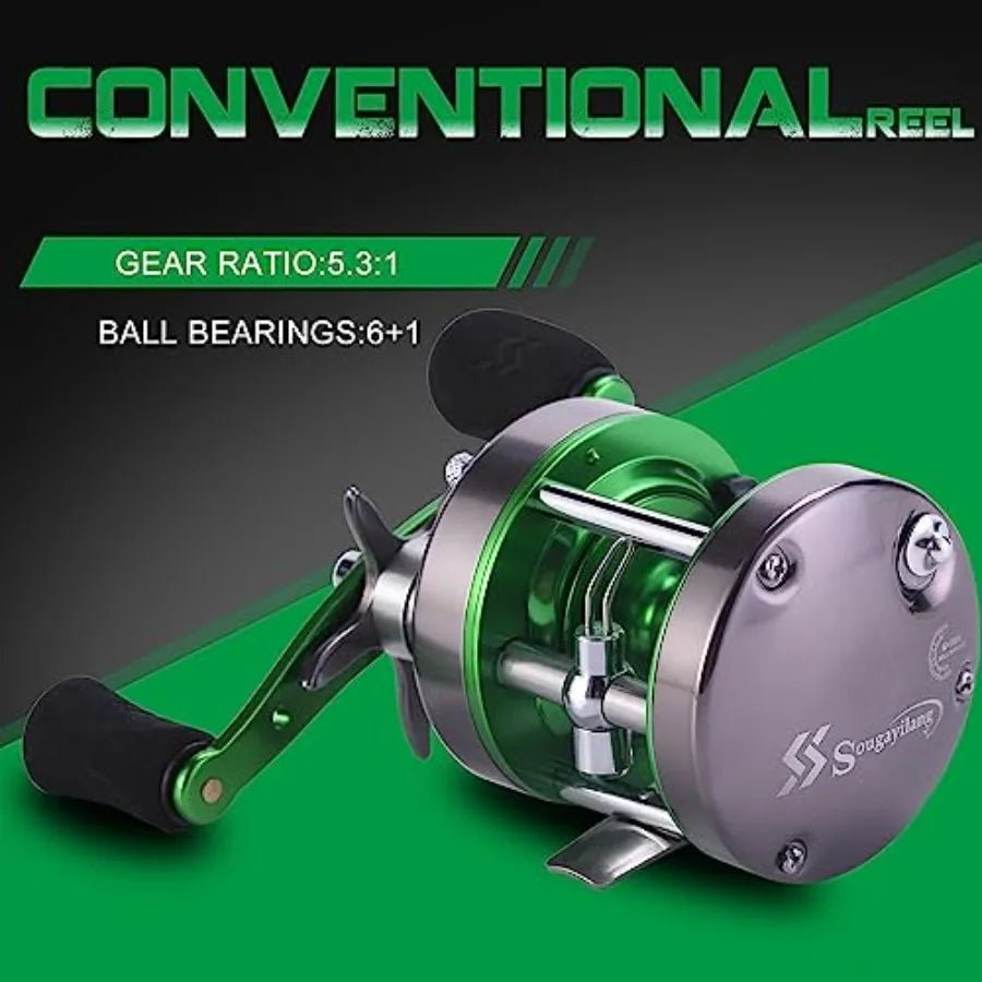 2Piece Conventional Fishing Rod and Reel Combo for Catfish Salmon Steelhead Striper and Bass with Comfortable EVA NonSlip Grips