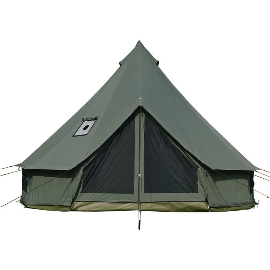 Cotton Canvas Bell Tent with Stove Jack Roomy Yurt for Family Glamping Camping 4 Season Tent with Zipped Removable Floor