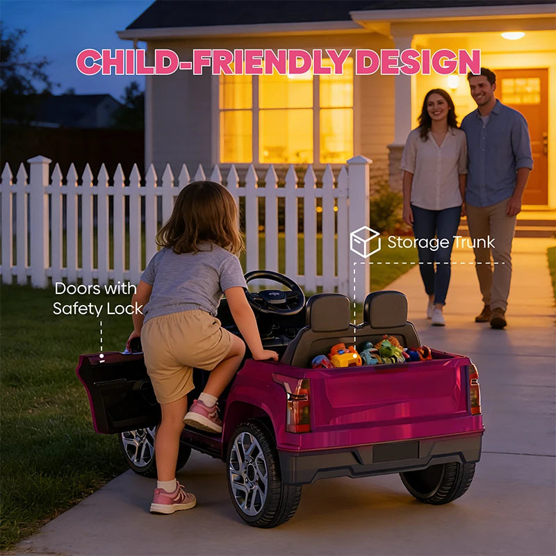 24V Ride-On Car for Kids, Electric Truck with Parent Remote Control,Soft Start, 3 Speeds, Music Player & Seat Belts