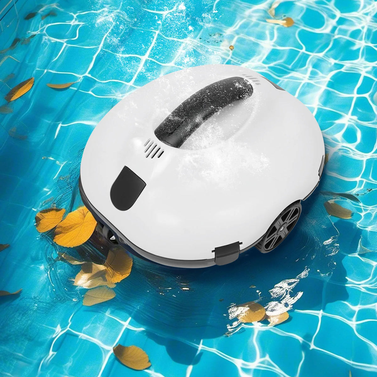 Robotic Pool Cleaner 130min, Automatic Pool Cleaner for 861ft², IPX8 Cordless Robot for Flat Bottom Pools
