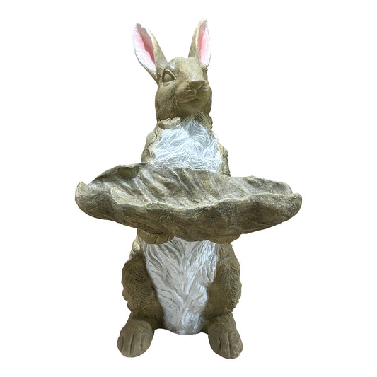 Hand-Painted Rabbit Statue, Magnesium Oxide Bunny Garden Ornaments, Weatherproof Outdoor Lawn Sculpture for Patio & Yard