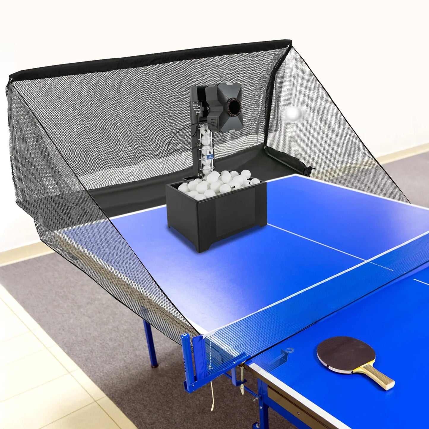 Table Tennis Robot 100 Balls Capacity Automatic Ping Pong Ball Pitching Machine with Remote Control for Pong Lover Self-training