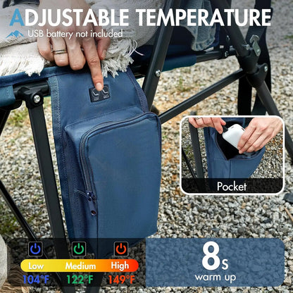 Heated Camping Chair with Adjustable Warmth, High Back Support, 400lbs Capacity, Portable Folding Design for Outdoor Sports