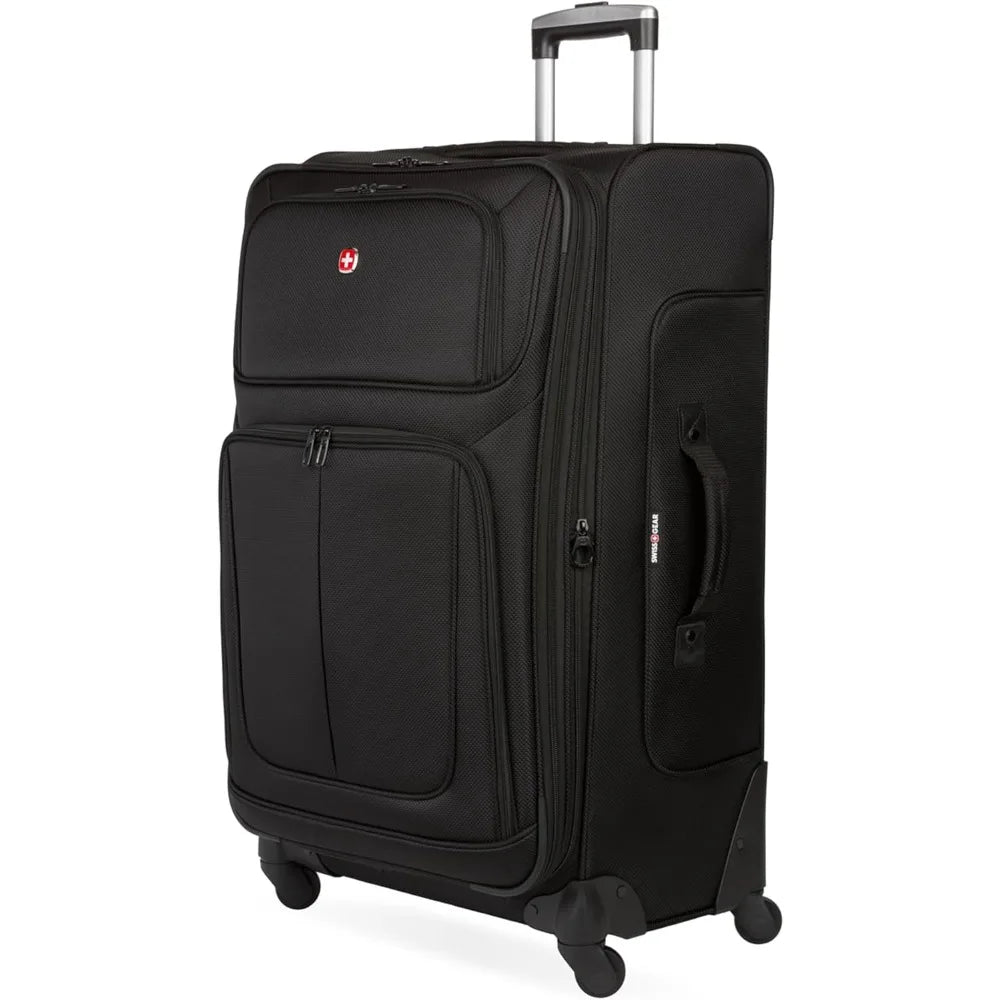 SwissGear Sion Expandable Softside Luggage, Black, Large Checked 29-Inch