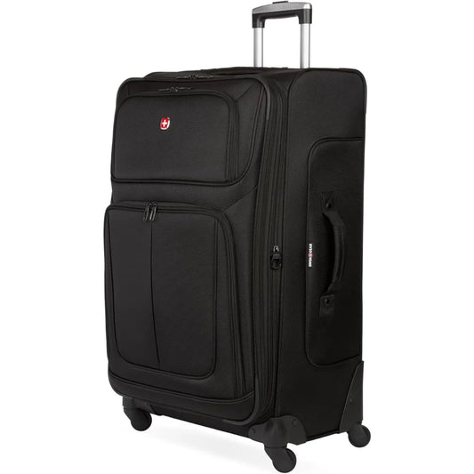 SwissGear Sion Expandable Softside Luggage, Black, Large Checked 29-Inch