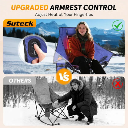 Oversized Padded Heated Camping Chair with 20000mAh Power Bank and Carry Bag