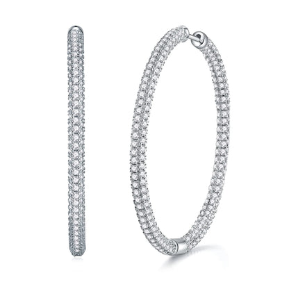 2pcs Moissanite Hoop Earrings 925 Sterling Silver 18K Gold Plated Big Full Pavé Design Jewelry for Women with GRA Certificate
