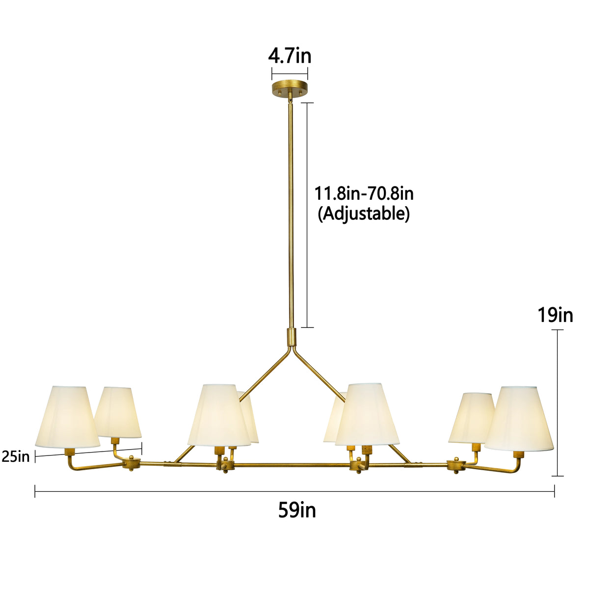 Gold Light Fixture Dining Room Chandelier with Shades Lighting Over Kitchen Table Modern Farmhouse Chandelier 8-Light