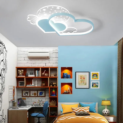Creative Cartoon Ceiling Lamp Living Room Children's Bedroom Boy Girl Pink Love Wings Chandelier Warm Romantic Room Decor Light