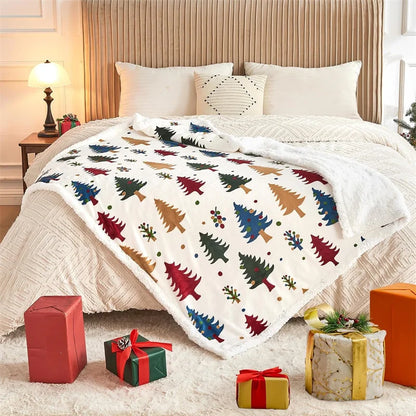 Christmas Sherpa Fleece Throw Blanket - Holiday Plush Blanket for Couch, Sofa & Bed, Festive Gift for Women
