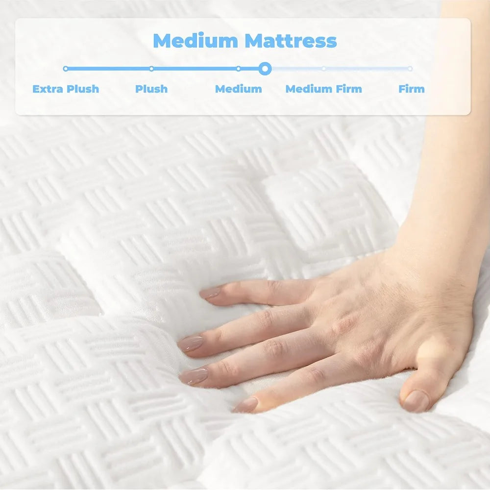 Mattress, 12 Inch Full Mattress in a Box with Gel Memory Foam and Pocket Spring, Medium Firm Feel, Cooler Sleep Pressure Relief