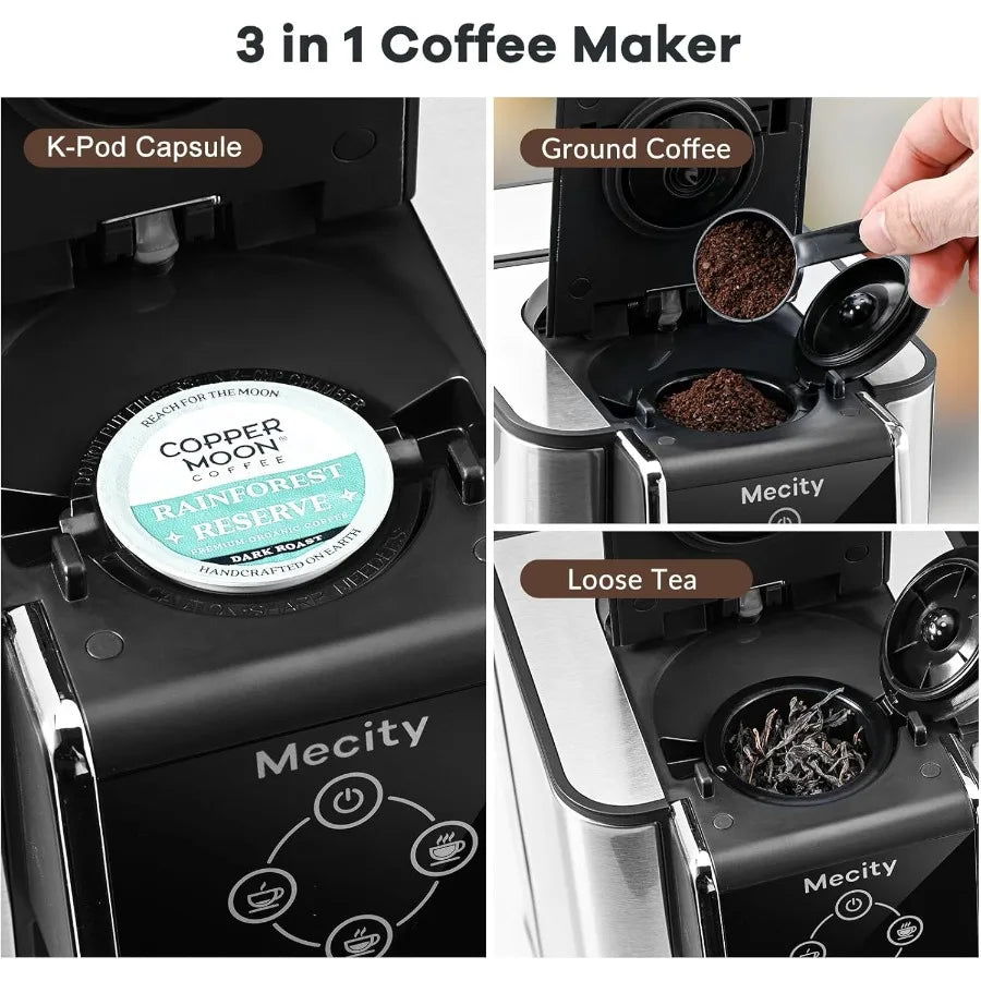 3 in 1 Single Serve Coffee Machine for K Cup Capsules Instant Coffee Pot and Tea Maker with 6 8 10 Oz Cup Sizes Removable 50 Oz