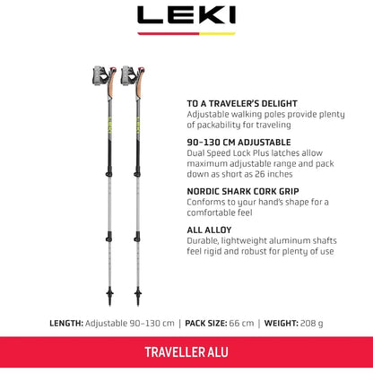 LEKI Traveller Alu Aluminum Adjustable Lightweight Trekking Poles for Hiking & Nordic Walking