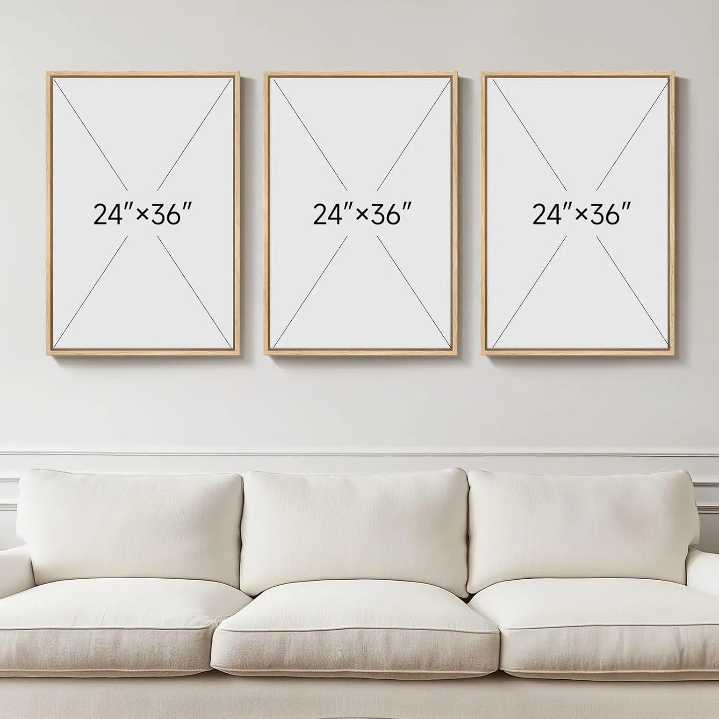 Large Abstract Wall Art Set of 3, Black White Brown Minimalist Canvas Prints for Living Room Office Decor
