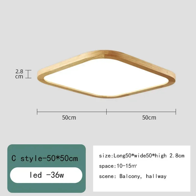 Solid wood LED ceiling light simple wooden design living room master bedroom dining room balcony new lighting fixtures
