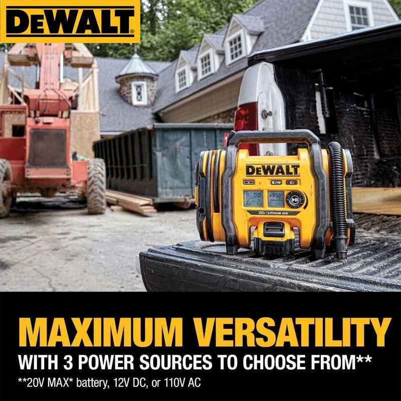 DEWALT DCC020IB 20V MAX Corded/Cordless Tire Inflator 160PSI 3 Power Sources Auto Shutoff Digital Gauge LED Light