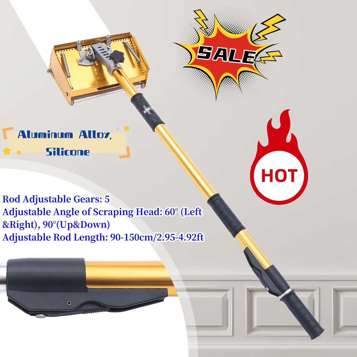 Handheld Drywall Flat Finishing Box Tool 5 Gears Adjustable Double Spring For Wall/Ceiling Smooth Scraping Putty Decoration