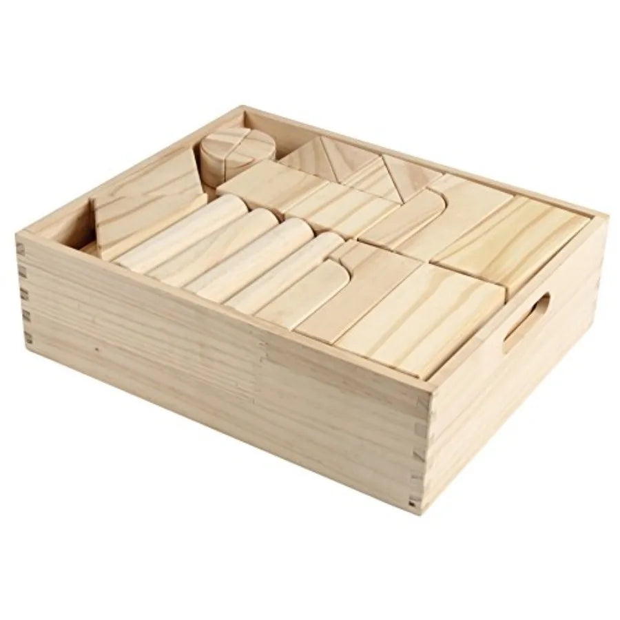 Standard Unit Building Blocks for Toddlers with Storage Tray 64 Pcs Sanded Wood Blocks for Original STEAM and STEM Learning Cla