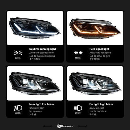 AKD Car Styling for VW Golf 7 LED Headlight 2013-2017 MK7 Headlights DRL Head Lamp Dynamic Signal Lens Automotive Accessories