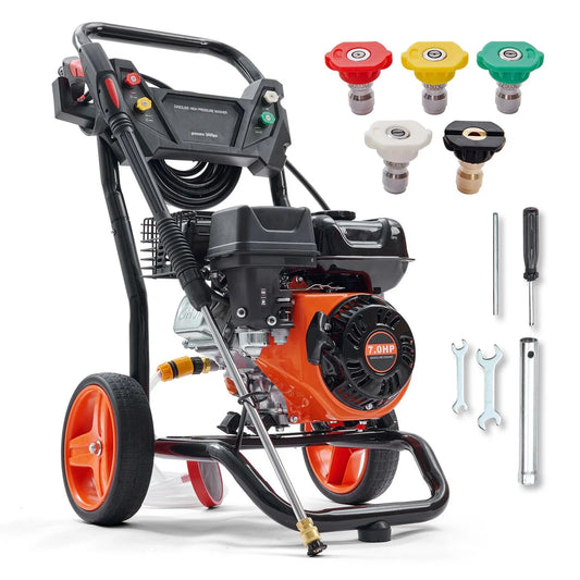 VEVOR Gas Pressure Washer,  Gas Powered Pressure Washer with Aluminum Pump, 3400 PSI 2.6 GPM,Spray Gun and Extension Wand