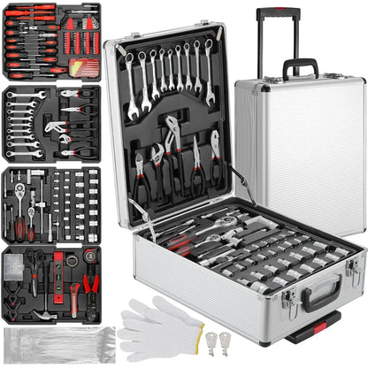 799pcs Tool Set Home Repair Tool kit with Trolley Case Mechanic Wrenches Socket Hand Tools for Daily Use Househould Work Repair