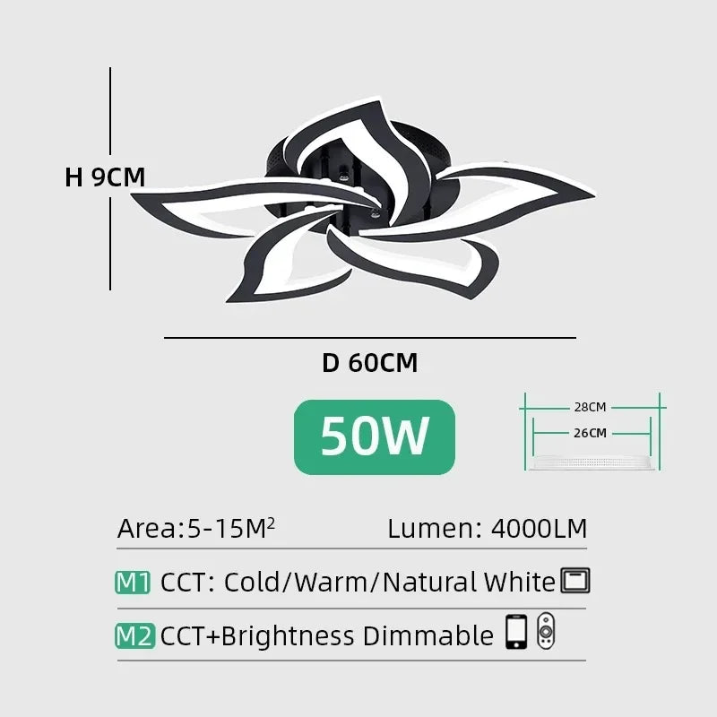 Postmodern Nordic Minimalist LED Ceiling Light Flower Shaped Acrylic Creative Bedroom Living Room Light Home Ceiling Light