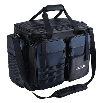 Large Tackle Bag,1800D PVC Waterproof Saltwater Gear Storage Big Fishing Bag with EVA Bottom,Store Up to 8PCS 3700 Plus 4PCS 360