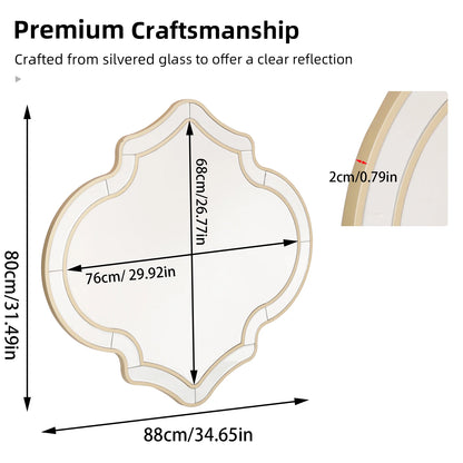 Large Gold Wall Mirror Glass Frame Golden Rim Art Accent Mirror Living Room Hallway Modern Home Decor Display