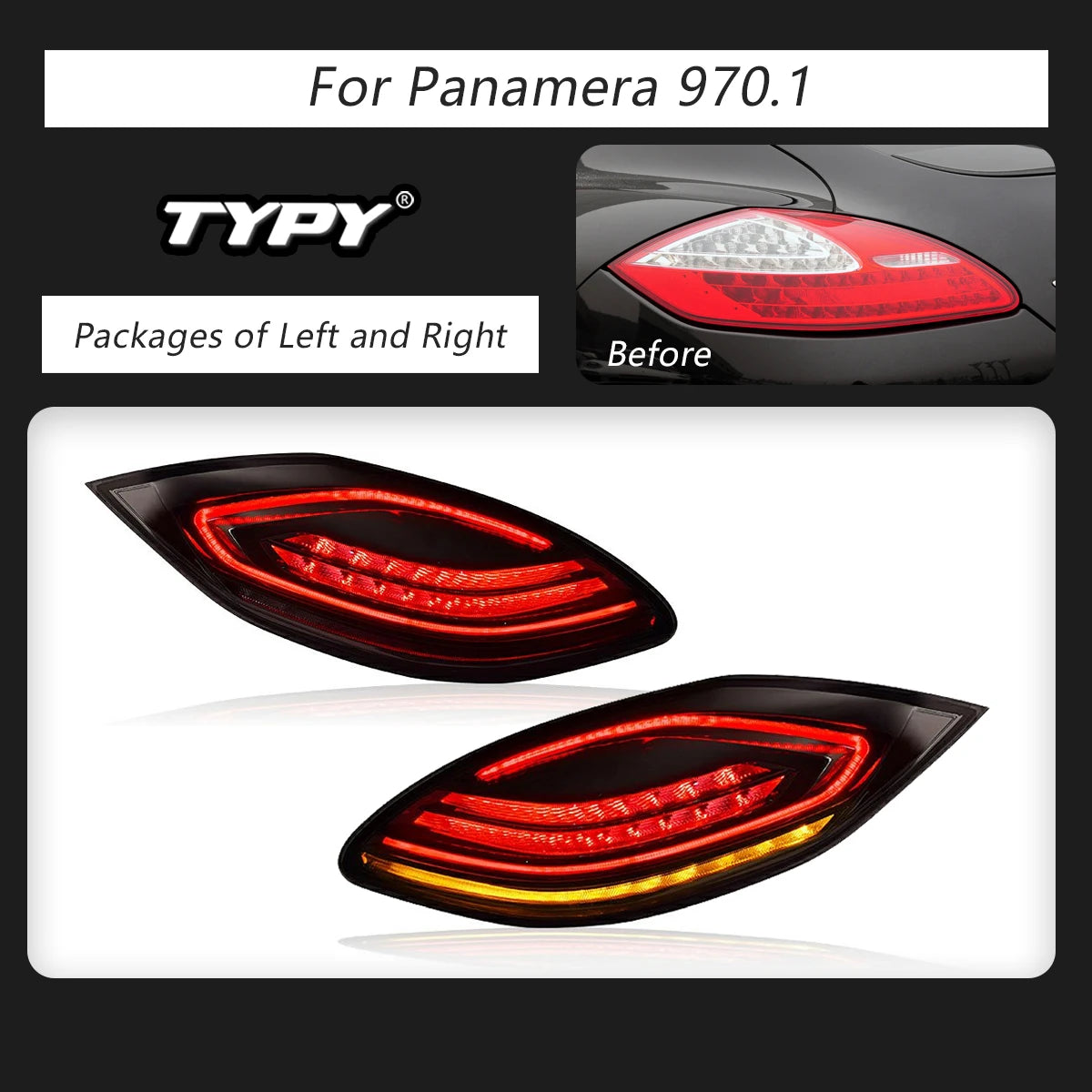 TYPY 2PCS Car LED Tail Lights For Porsche Panamera 2010 2011 2012 2013 Rear Tail Lamp Auto Accessories Sequential Turn Signal