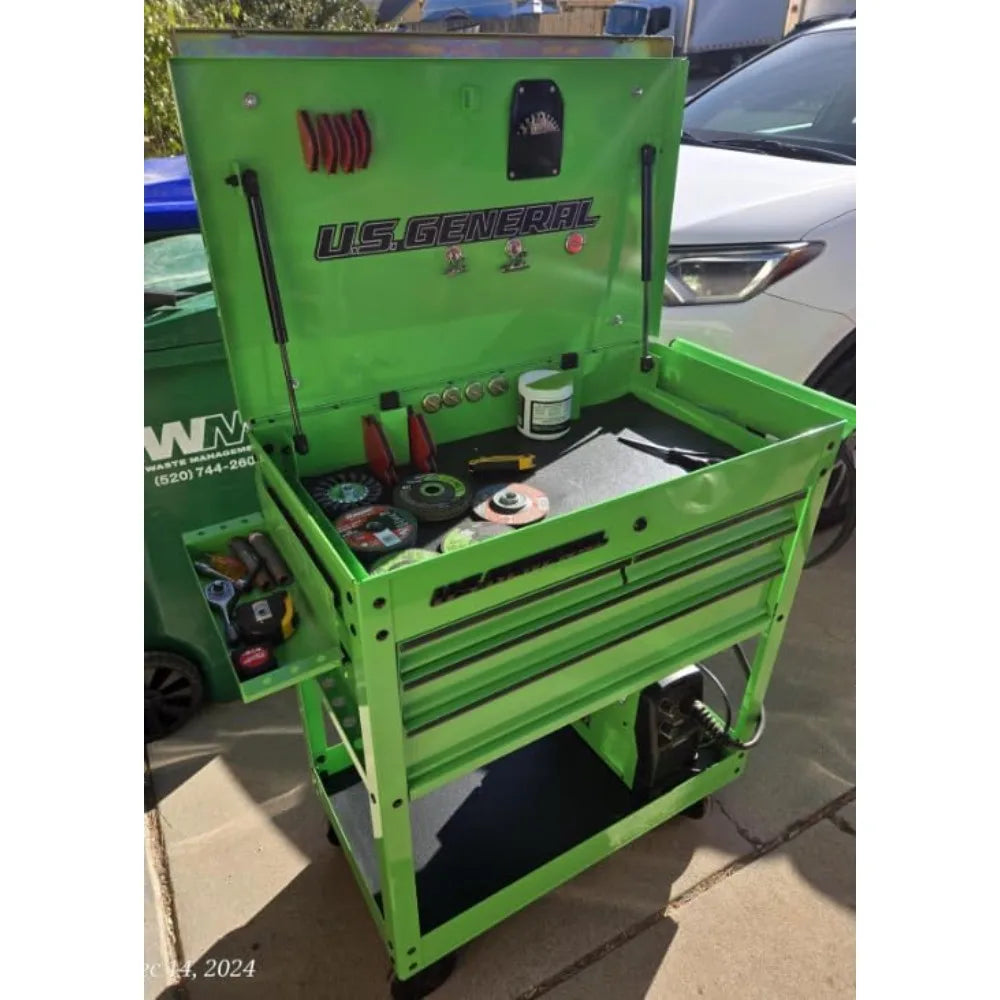 Roller Cart Tool Cabinet Storage Chest Box Glossy 4 Drawer 580 Lb. Capacity - GreenCustomized