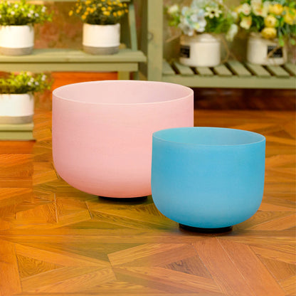 Color Crystal Singing Bowl Set of 2 PCS 8-10inch 432 Hz 8"G Blue 10"C Pink Sound Meditation Mutual Attraction Chakra Bowls with