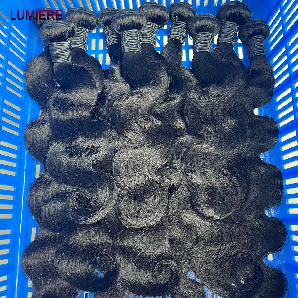 28 30”Clearance Sale Body Wave Bundles With HD Transparent Lace Closure Frontal And Bundles 100% Raw Virgin Human Hair Extension