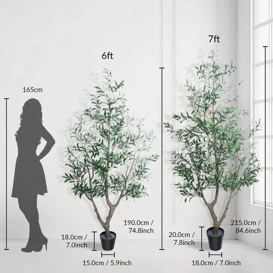 Upgraded Olive Tree Artificial Plants 6ft 7ft Faux Olive Trees With 3 Branches And Lifelike Fruits Outdoor Indoor Realistic Pott