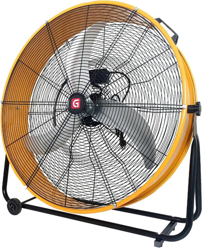 High Velocity Drum Fan, 11756 CFM 3-Speed Adjustable Floor Fan With 360° Tilt, Portable Air Circulator for Industrial Use