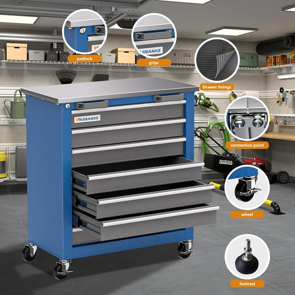 10-Drawer Mobile Tool Chest with Stackable 3-Drawer Cabinet and 7-Drawer Storage