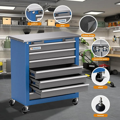 10-Drawer Mobile Tool Chest with Stackable 3-Drawer Cabinet and 7-Drawer Storage