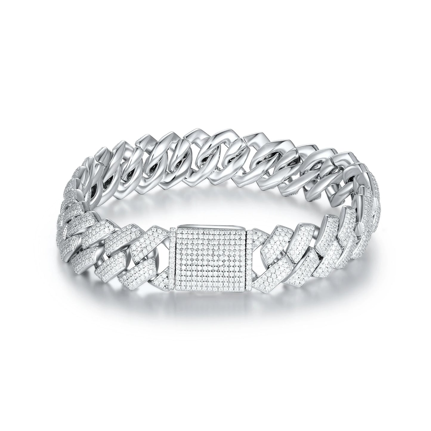 D Color Full Moissanite Real S925 Sterling Silver Cuban Bracelet with GRA Hiphop Cuban Link Chain Fine Jewelry Men Women Gift