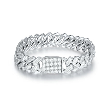 D Color Full Moissanite Real S925 Sterling Silver Cuban Bracelet with GRA Hiphop Cuban Link Chain Fine Jewelry Men Women Gift
