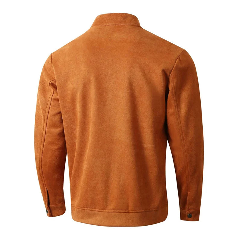 Autumn Winter Slim Fit round collar Jacket Men sportswear Casual Zipper Cardigan Coat pure color Male Fashion long sleeve Jacket