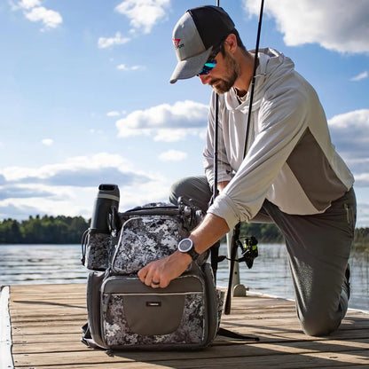 Fishing Backpack with 2 Rod Holders & 4 Tackle Boxes, Large Tackle Storage Bag With Rain Cover for Fishing Gear