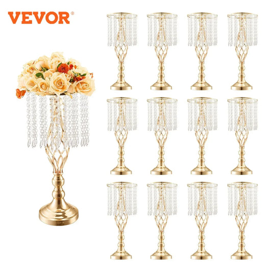 VEVOR Flower Stand Crystal Wedding Vase Set of 12 Vase Height 49cm/19.3 inches for Party/Decoration Vase