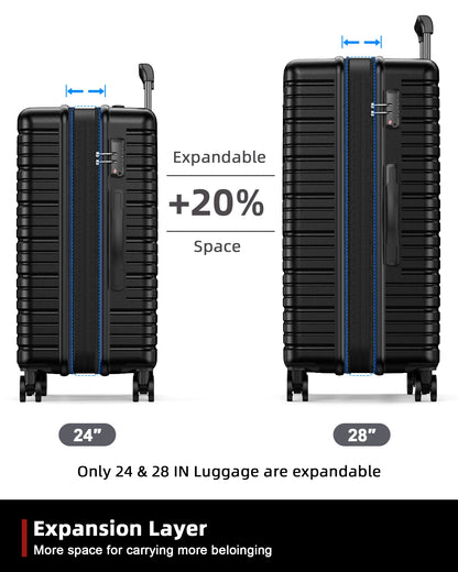 Luggage Sets 3 Piece 20/24/28 Inch Expandable Hardside Lightweight Durable Suitcases with Spinner Wheels, TSA Lock For Women Men