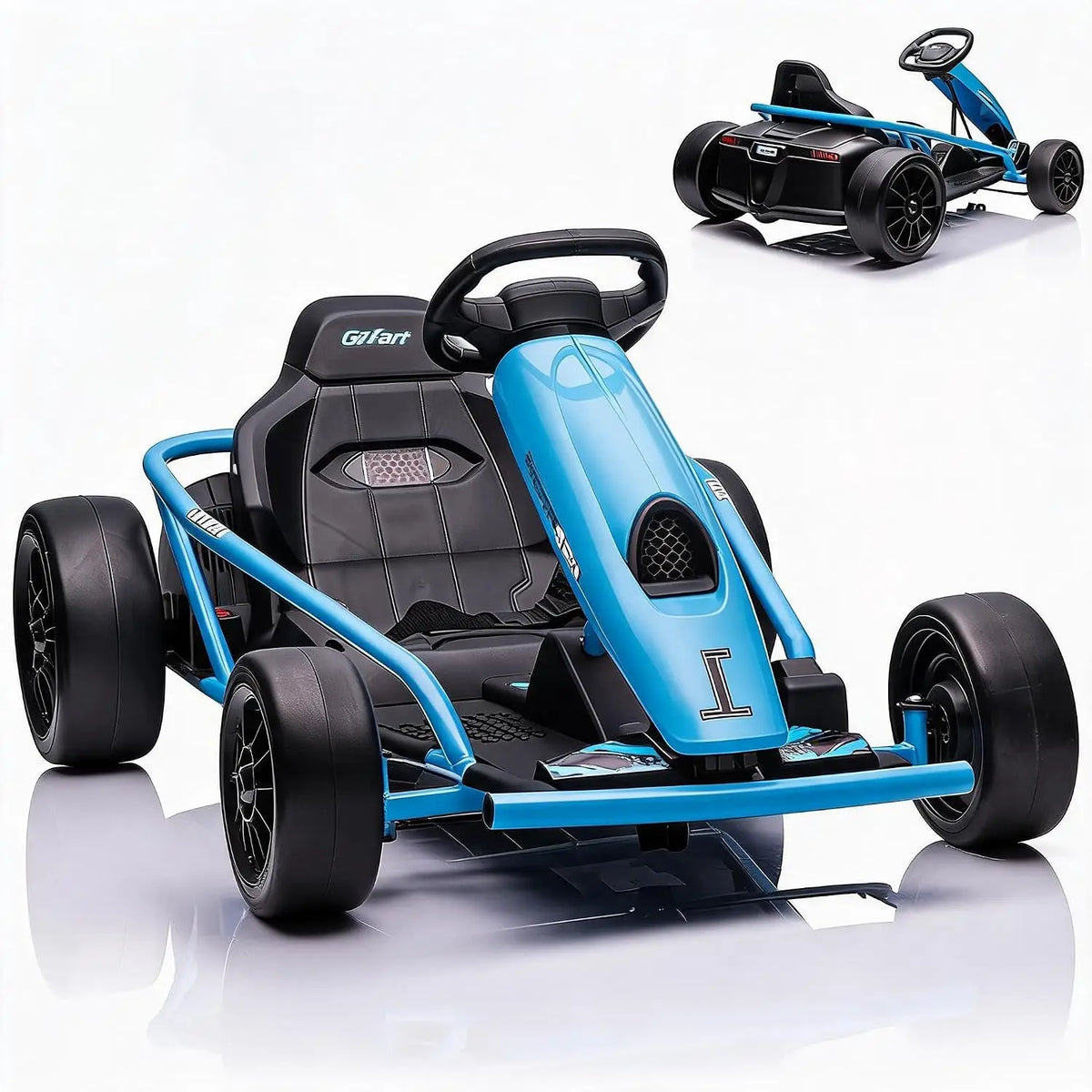 Tacleekii 24V 8.1 MPH Electric Go Kart for Kids Drift Kart Ages 6-12 Dual 300 Motor, 9Ah Battery, High Speed Ride on Toy Slow Start Music Horn Honking, Safety Belt, 155 Lb Max Weight, Outdoor