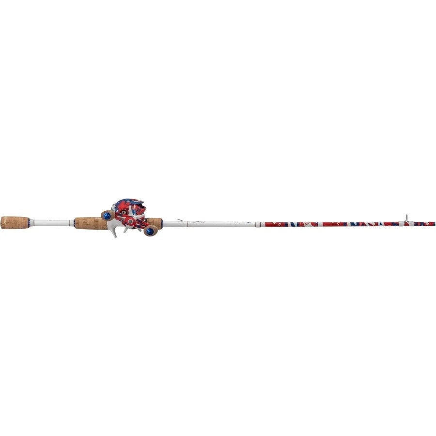 Krazy Americana Baitcast Combo with 7' 1pc Medium Heavy IM7 Graphite Rod and Cork Grips for Precision Fishing in Freshwater and